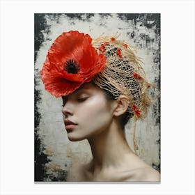 Red Poppy Hat Canvas Print