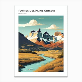 Torres Del Paine Circuit Chile 1 Hiking Trail Landscape Poster Canvas Print