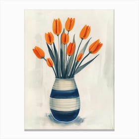 Orange Tulips In A Vase 2 Canvas Print