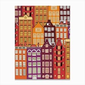 Amsterdam City Illustration Print Art Canvas Print