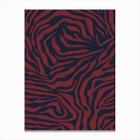 Zebra Stripes Blue And Red Canvas Print