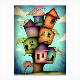 Housess On A Tree Canvas Print