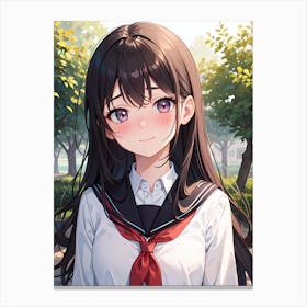 Anime Girl In School Uniform Canvas Print