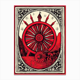 Wheel Of Fortune Tarot Card, Vintage 1 Canvas Print