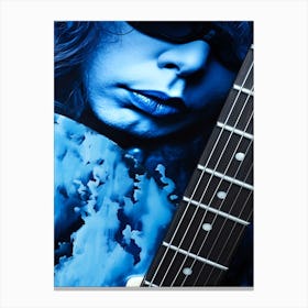 Macro Blues - Blue Guitar Canvas Print