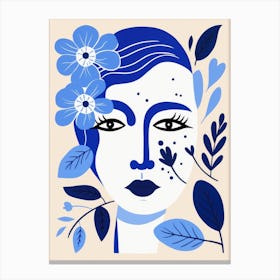 Blue Flower Face Canvas Print