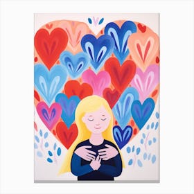 Person With Blonde Hair Holding A Heart 1 Canvas Print