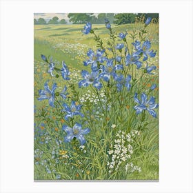 Blue Flowers In A Meadow Canvas Print