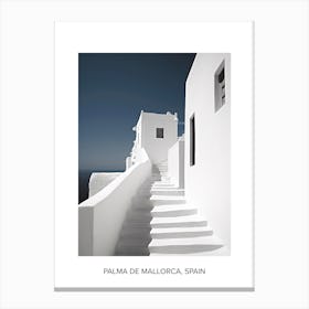 Poster Of Santorini, Greece, Photography In Black And White 4 Canvas Print