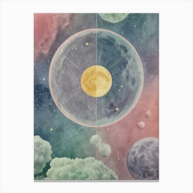 Cosmic Pastel Moon Canvas Print