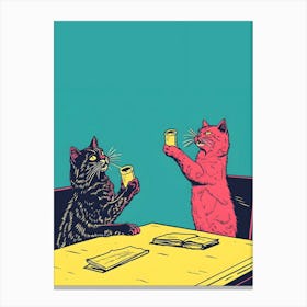 Cats At A Table Canvas Print