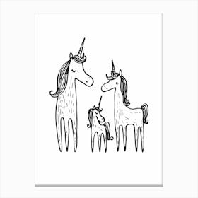 Minimalist Black & White Unicorn Doodle 2 Canvas Print