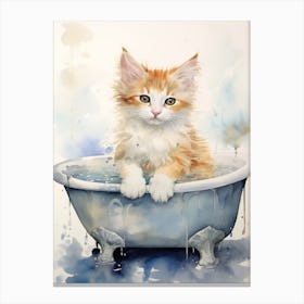Turkish Cat In Bathtub Bathroom 6 Canvas Print