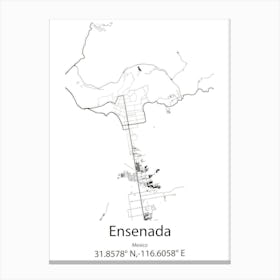 Ensenada,Mexico Minimalist Map Canvas Print