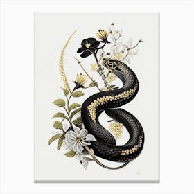 Black Moccasin Snake Gold And Black Canvas Print