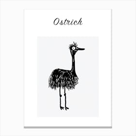 B&W Ostrich Poster Canvas Print
