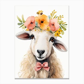 Baby Blacknose Sheep Flower Crown Bowties Animal Nursery Wall Art Print (9) Canvas Print