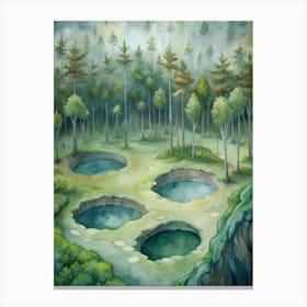 A Depiction Of Mysterious Sinkholes In Dense Fores (1) Canvas Print