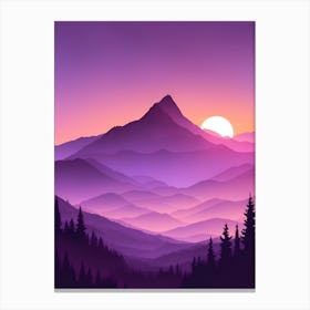 Misty Mountains Vertical Composition In Purple Tone 45 Canvas Print