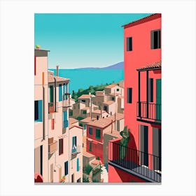 Cinque Terre, Italy, Bold Outlines 1 Canvas Print