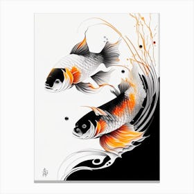 Kikokuryu Koi Fish Minimal Line Drawing Canvas Print