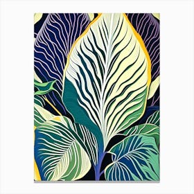 Hosta Leaf Colourful Abstract Linocut Canvas Print