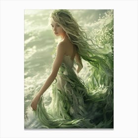 Girl In A Green Dress Canvas Print