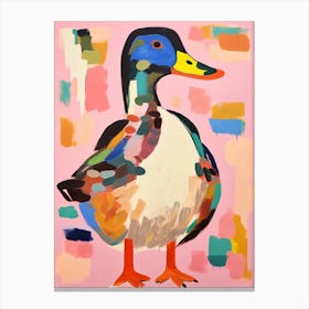 Pink Scandi Mallard Duck 1 Canvas Print