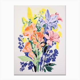 Colourful Flower Still Life In Risograph Style 3 Canvas Print