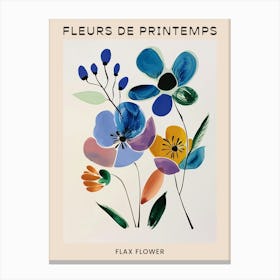 Spring Floral French Poster  Flax Flower 2 Canvas Print