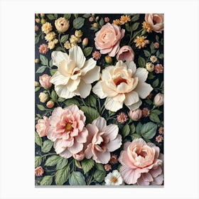 Roses And Peonies Canvas Print