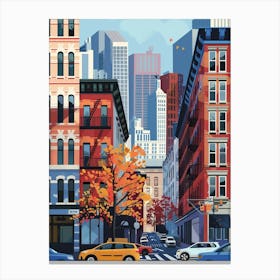 Tribeca New York Colourful Silkscreen Illustration 4 Canvas Print