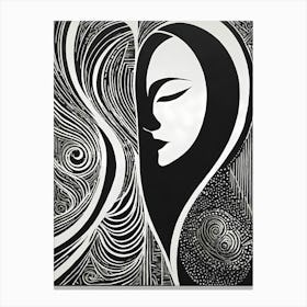 A Linocut inspired woman art, 134 Canvas Print