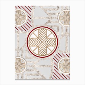Geometric Abstract Glyph in Festive Gold Silver and Red n.0007 Canvas Print