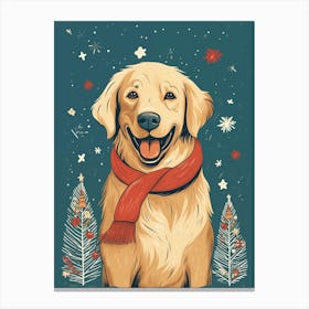 Golden Retriever Christmas Canvas Print