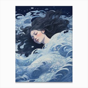 Dreaming Girl and the Ocean 2 Canvas Print