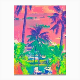 Port Of Cayenne French Guiana Retro Risograph Print harbour Canvas Print