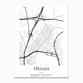 Efkarpia,Greece Minimalist Map Canvas Print