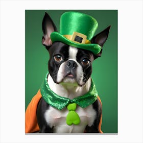 St Patrick'S Day Boston Terrier 11 Canvas Print