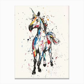 Paint Splash Rainbow Unicorn 3 Canvas Print