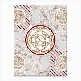 Geometric Abstract Glyph in Festive Gold Silver and Red n.0035 Canvas Print