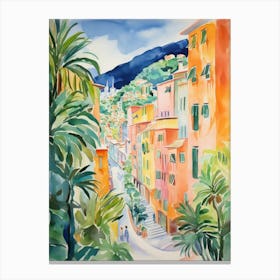 Cinque Terre, Italy Watercolour Streets 3 Canvas Print