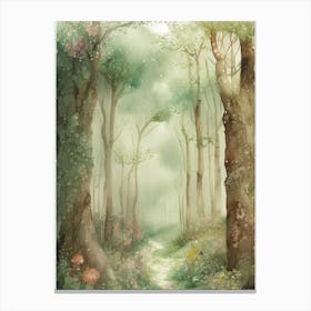 Watercolor Forest Path Canvas Print