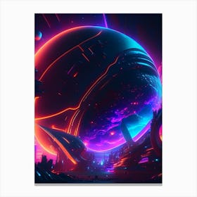 Cosmic Neon Nights Space Canvas Print