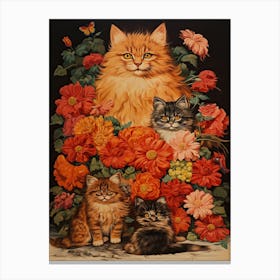 Louis Wain Cats With Flowers Canvas Print