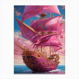 Pink Pirate Ship Canvas Print