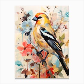 Bird Painting Collage American Goldfinch 2 Canvas Print