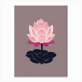 A Pink Lotus In Minimalist Style Vertical Composition 25 Canvas Print