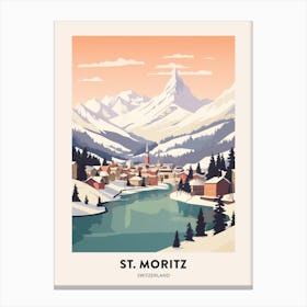 Vintage Winter Travel Poster St Moritz Switzerland 1 Canvas Print