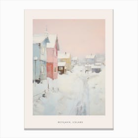 Dreamy Winter Painting Poster Reykjavik Iceland 1 Canvas Print
